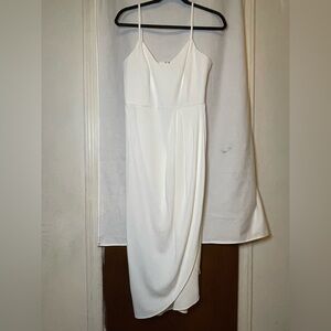 Lulus White Elegant Spaghetti Strap w Draped Flowy Waist Dress Size M